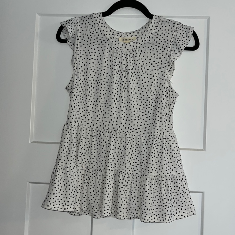 Black and white polka dot tank